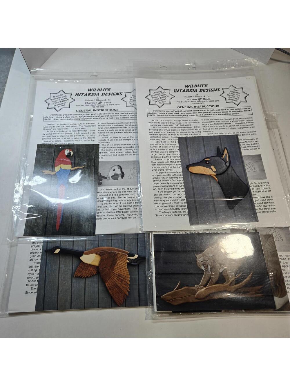 Woodworking / Lot of 4 Wildlife Intarsia Scroll Saw Patterns / New